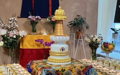 Yeshin Norbu celebrates the arrival of a new special Stupa